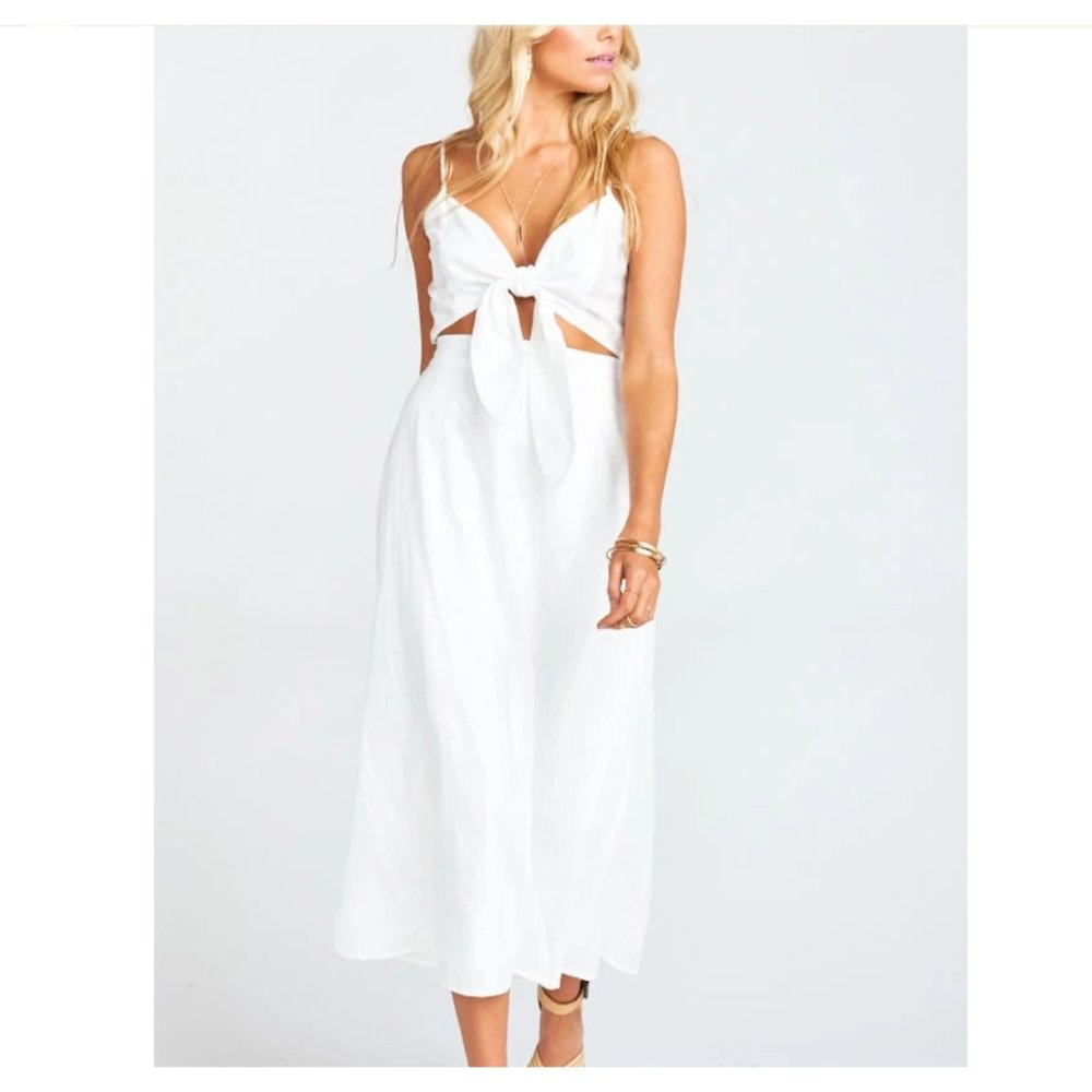 New Show Me Your Mumu Moby Tie Maxi Dress White XS